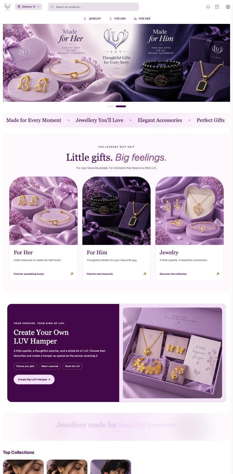 LUV Kart live store home page