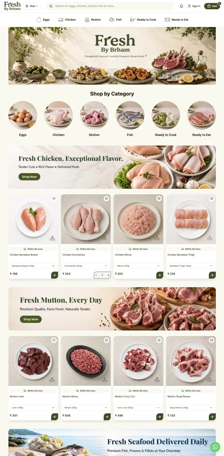 Fresh By Brham live store home page
