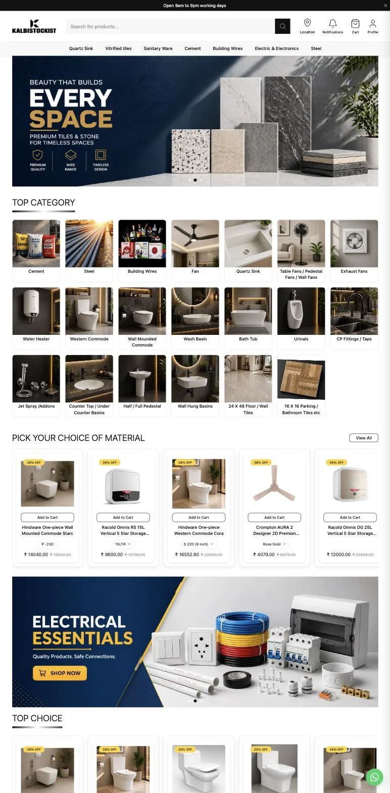 KalbiStockist live store home page
