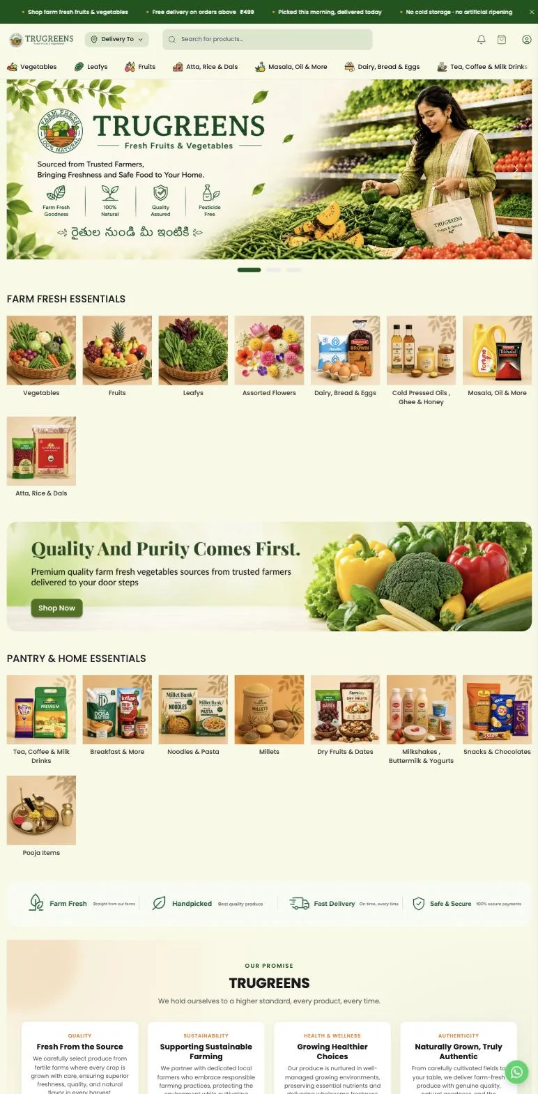 Trugreens live store home page